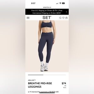 Small navy blue set active leggings worn 3x